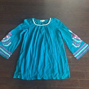 Umgee S Flare Bell Embroidered Sleeve Dress